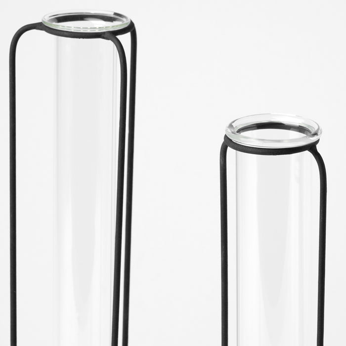 Beeker Set Of Three Black Metal Test Tube Style Vases