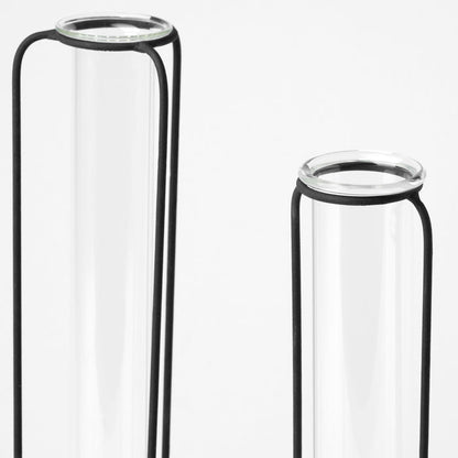 Beeker Set Of Three Black Metal Test Tube Style Vases