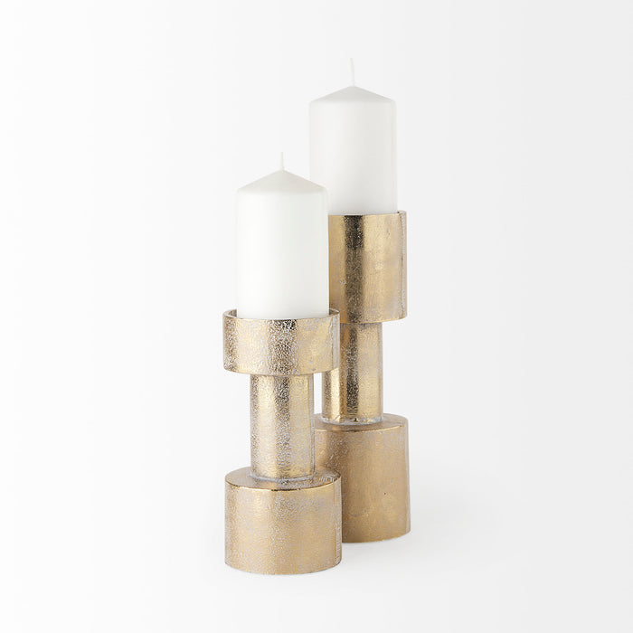 Bolton 3.9L x 3.9W x 10.6H Gold Metal Table Candle Holders