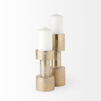 Bolton 3.9L x 3.9W x 10.6H Gold Metal Table Candle Holders