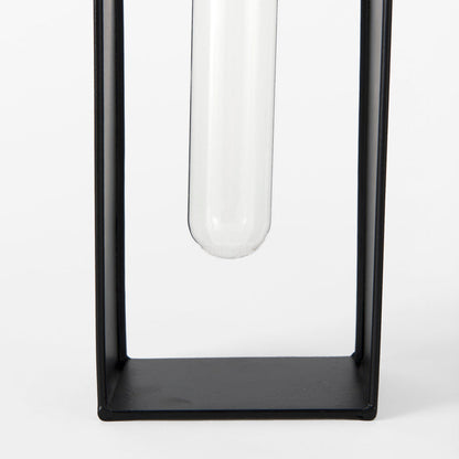 Boyer 5.1L x 3.0W x 12.0H Black Metal W/Glass Set of Two Test Tube Decorative Objects