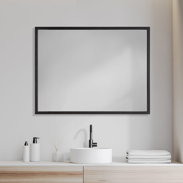 Bristol Black 30x40 Faux Wood Frame Bathroom Vanity Mirror