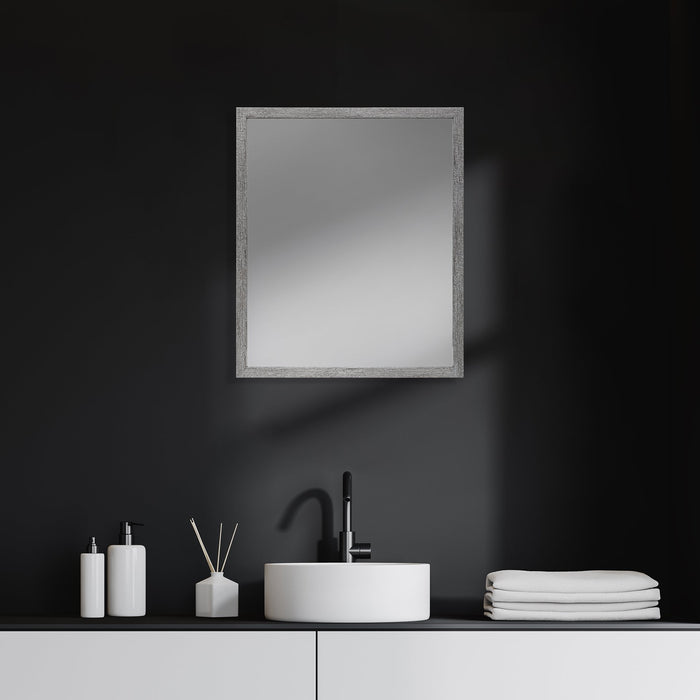 Bristol Grey 20x24 Faux Wood Frame Bathroom Vanity Mirror