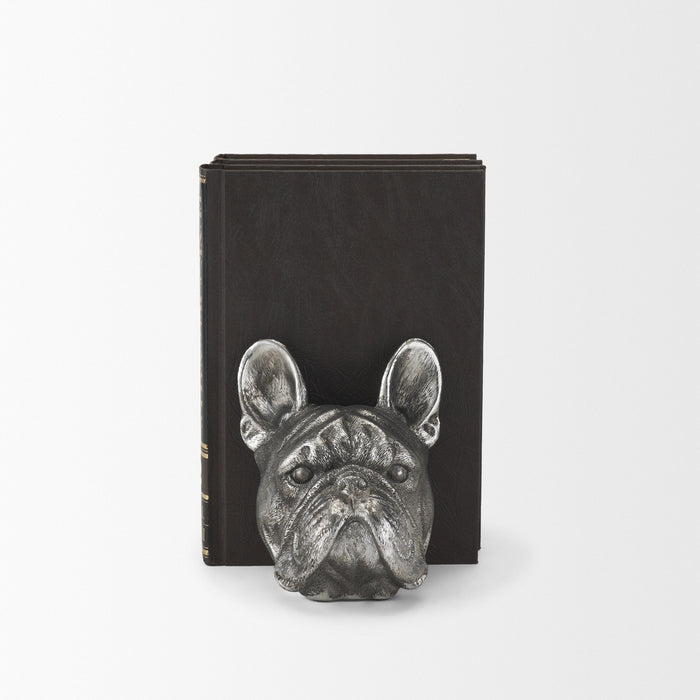 Bruno (Set of 2) 5L x 5W Silver American Bulldog Bookends