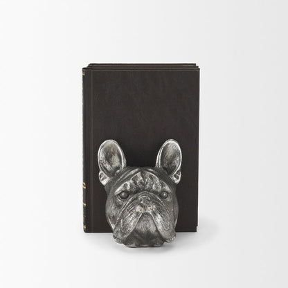 Bruno (Set of 2) 5L x 5W Silver American Bulldog Bookends