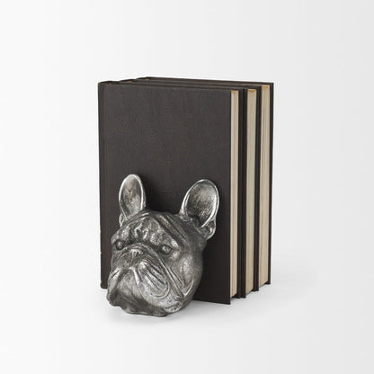 Bruno (Set of 2) 5L x 5W Silver American Bulldog Bookends