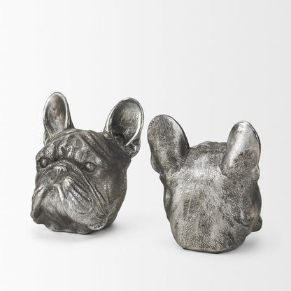 Bruno (Set of 2) 5L x 5W Silver American Bulldog Bookends