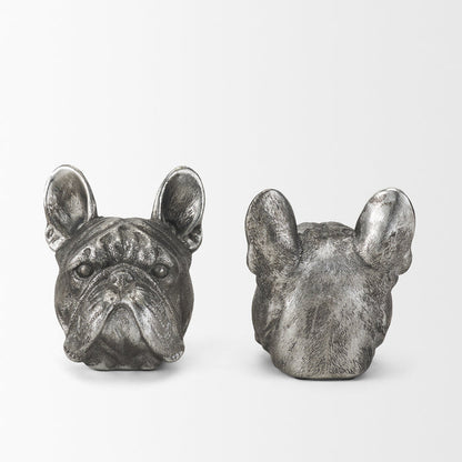 Bruno (Set of 2) 5L x 5W Silver American Bulldog Bookends