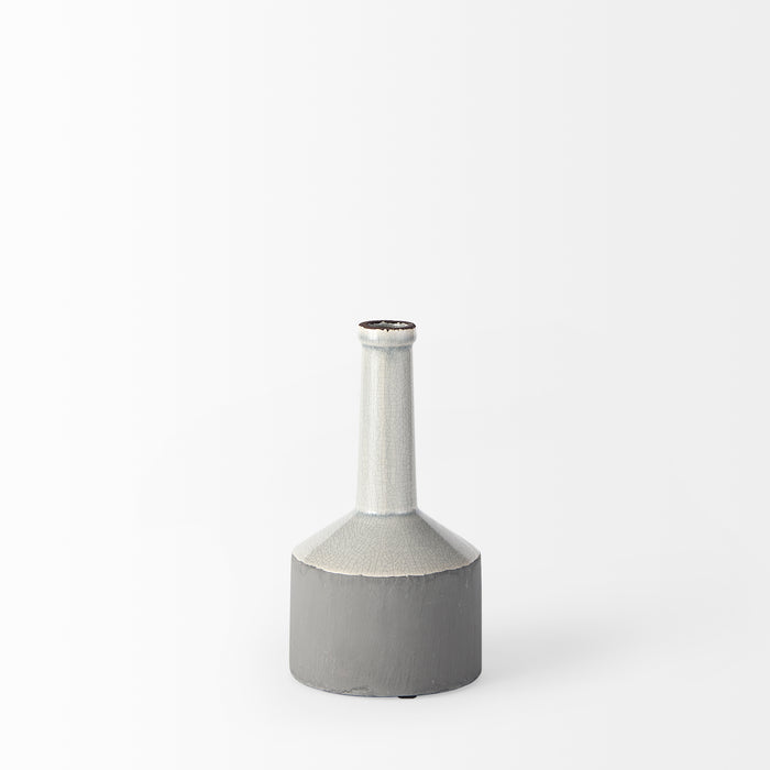 Burton 10.2H Small Two Tone Gray Ceramic Jug Vase