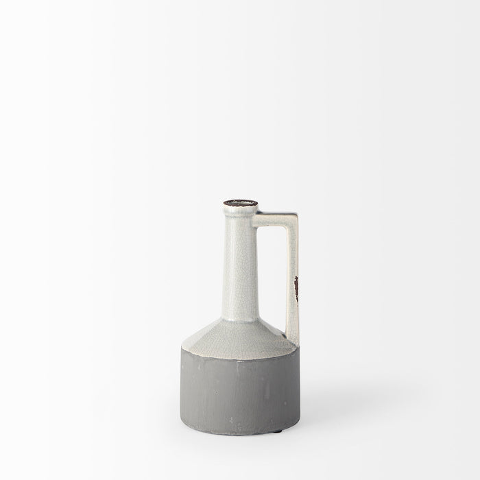 Burton 10.2H Small Two Tone Gray Ceramic Jug Vase