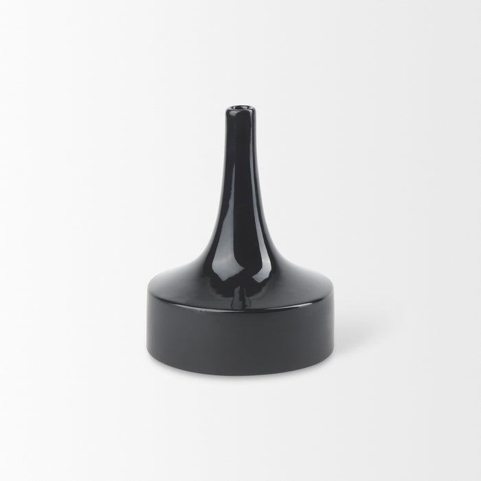 Burton 8.3H Small Glossy and Matte Black Ceramic Jug Vase