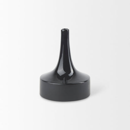 Burton 8.3H Small Glossy and Matte Black Ceramic Jug Vase