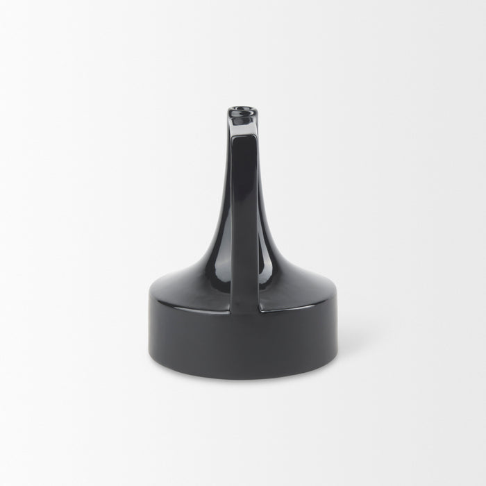 Burton 8.3H Small Glossy and Matte Black Ceramic Jug Vase