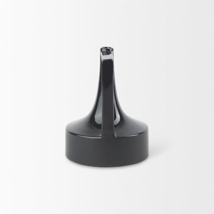 Burton 8.3H Small Glossy and Matte Black Ceramic Jug Vase