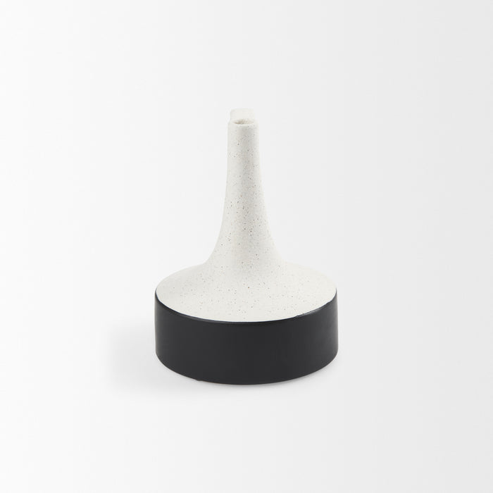Burton 8.3H Small White and Black Ceramic Jug Vase