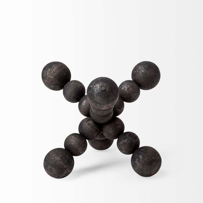 Carollan I (Small) 7L x 7W Black Geometric Wood Ball Jack