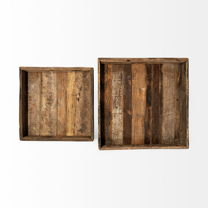 Carson (Small) 24L x 24W Brown Reclaimed Wood Tray