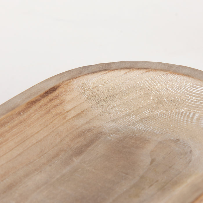 Carver Set of 2 Oblong White Washed Wood Footed Trays