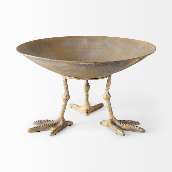 Chadwick II 13L x 13W Gold Metal Webbed Feet Bowl