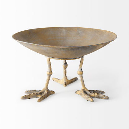 Chadwick II 13L x 13W Gold Metal Webbed Feet Bowl