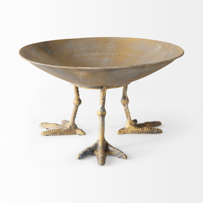 Chadwick II 13L x 13W Gold Metal Webbed Feet Bowl