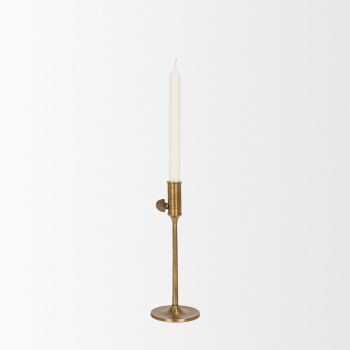 Chantria Small Solid Natural Brass Adjustable Taper Candle Holder