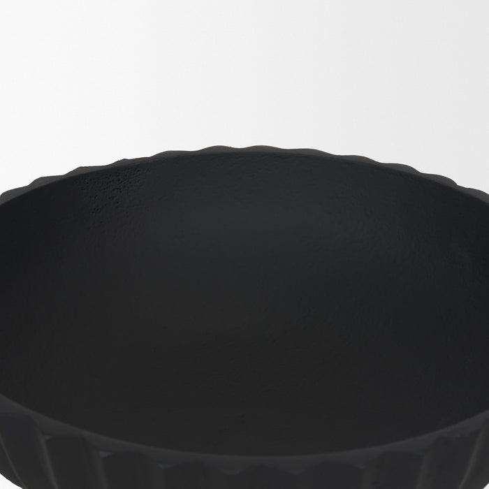 Ciaran Smooth Fluted Matte Black Metal Decorative Bowl