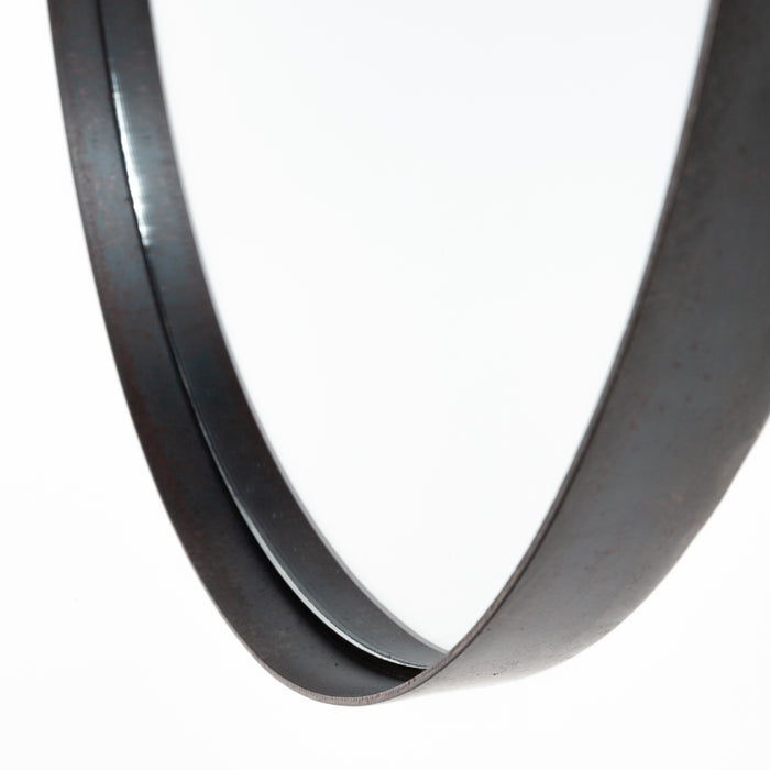 Collie 20x26 Round Black Metal Frame Mirror