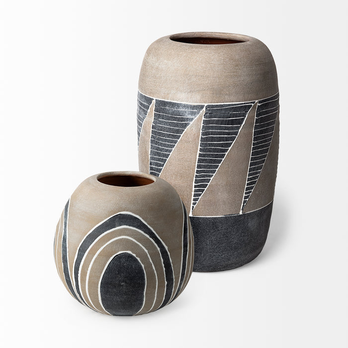 Cove Small Brown/White Ceramic Vase