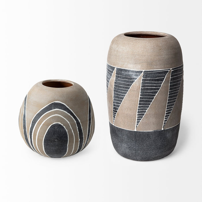 Cove Small Brown/White Ceramic Vase