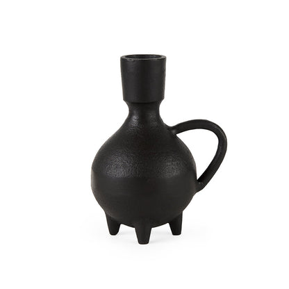 Cyrus Black Spherical Vase W/ Flute Decorative Object