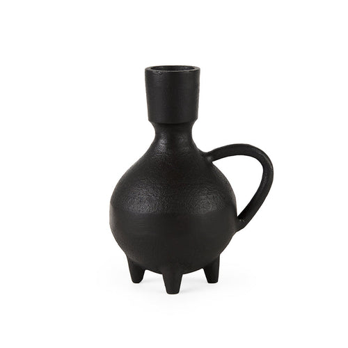 Cyrus Black Spherical Vase W/ Flute Decorative Object