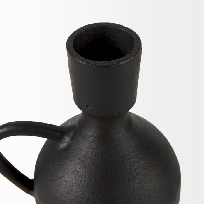 Cyrus Black Spherical Vase W/ Flute Decorative Object
