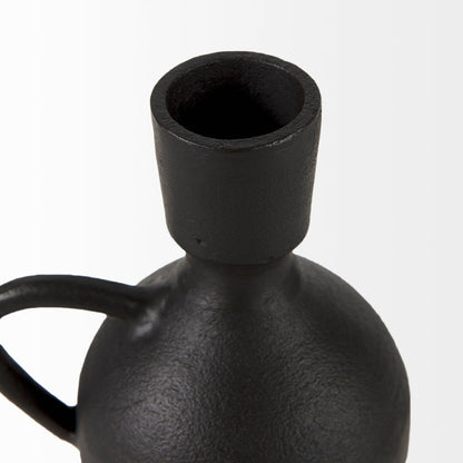 Cyrus Black Spherical Vase W/ Flute Decorative Object