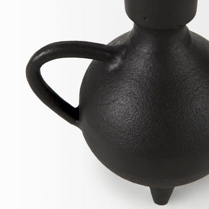 Cyrus Black Spherical Vase W/ Flute Decorative Object