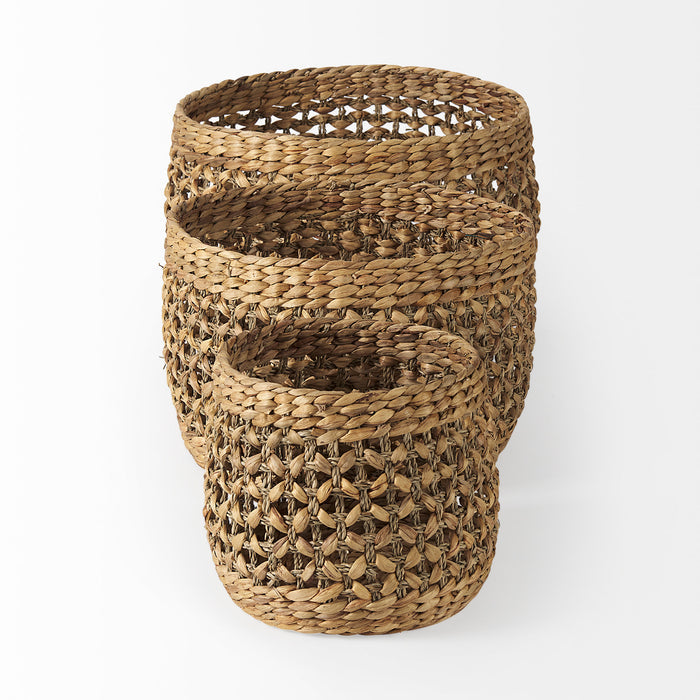 Dakota 15.0L x 15.0W x 11.8H (Set of 3) Medium Brown Seagrass Round Basket