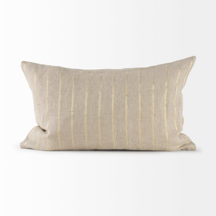 Danika 13.0L x 21.0W x 0.2H Beige and Gold Fabric Decorative Pillow Cover