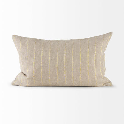 Danika 13.0L x 21.0W x 0.2H Beige and Gold Fabric Decorative Pillow Cover