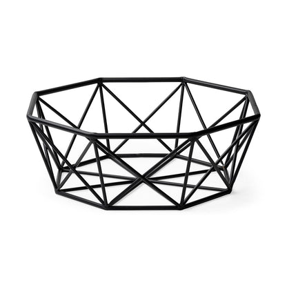 Davy 17L x 17W Black Metal Large Hexagonal Bowl