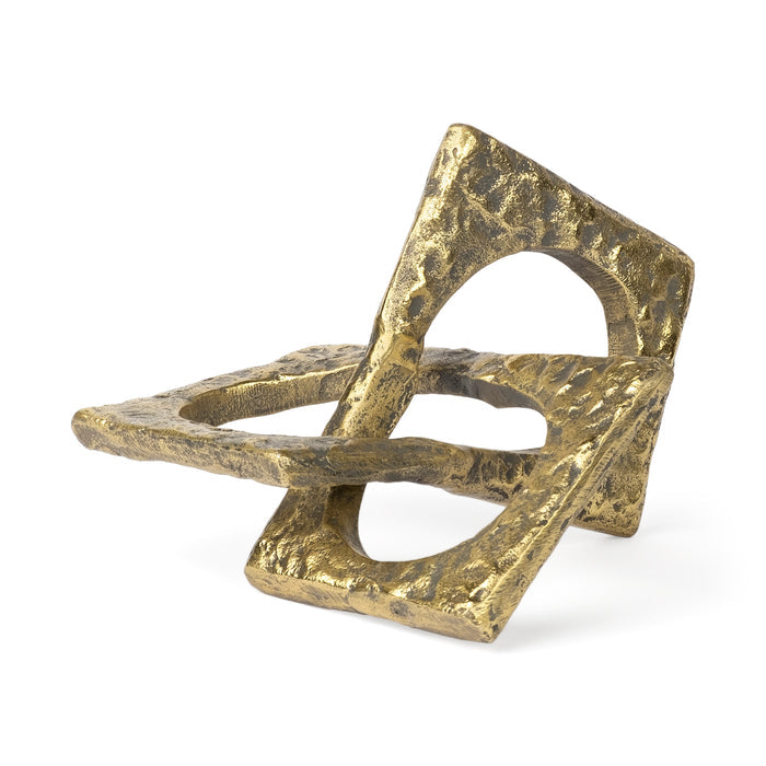 Delaunay I (Large) 10L X9W Gold Hammered Metal Interlinked Patterned