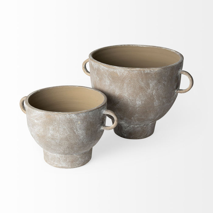 Deya Small Rustic Brown Ceramic Vase