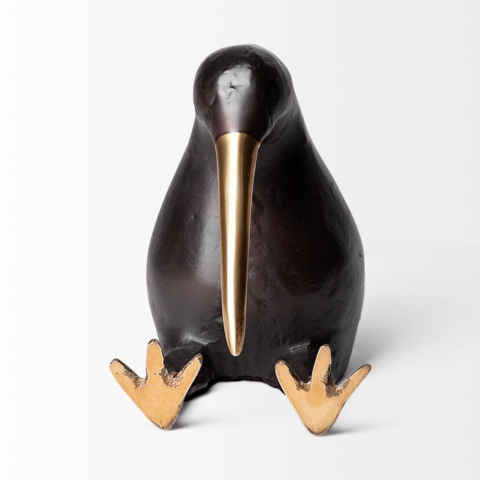 Dodo Kiwi 7L x 4W Black Cast Aluminum Mauritian Bird Sculpture