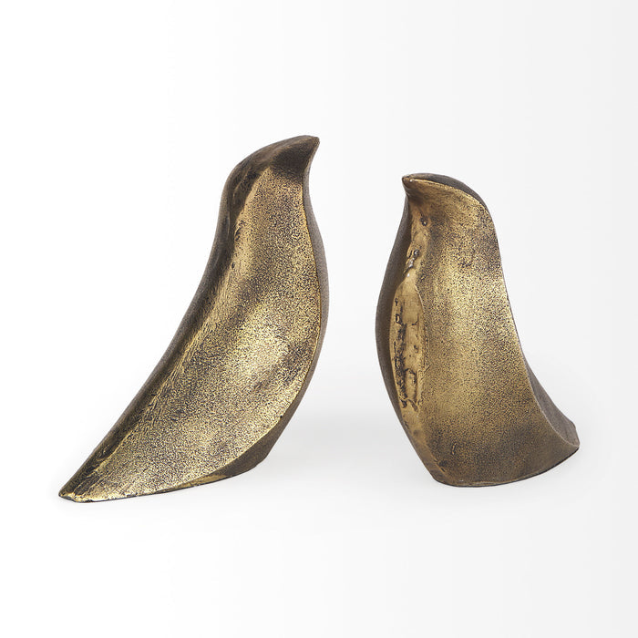 Dover (Set of 2) 15L x 4W Gold Aluminum Dove Bookends