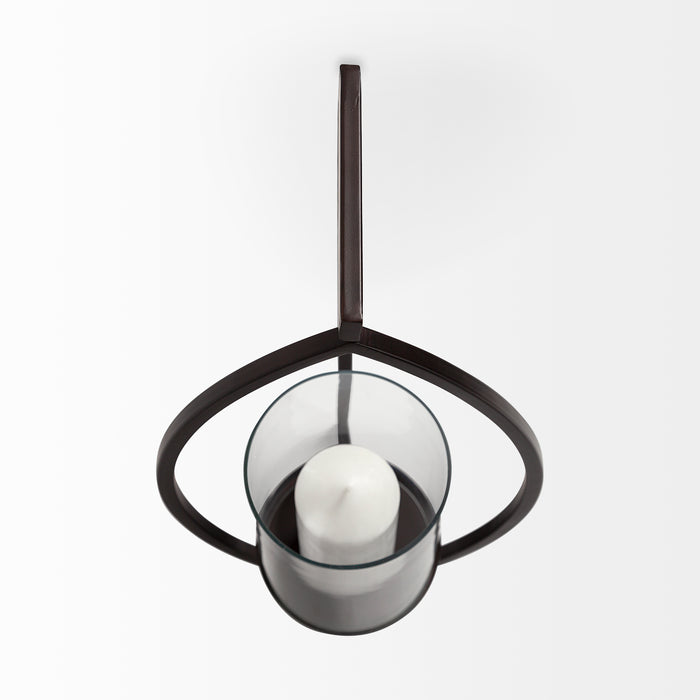 Drax 22"H Black Metal Wall Candle Holder