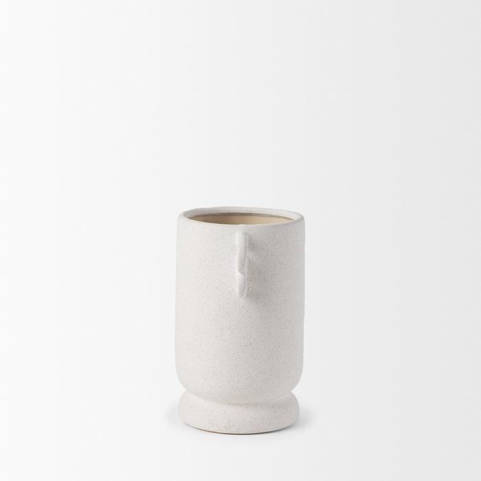 Dylan Small Textured Off White w/ Handles Ceramic Vase