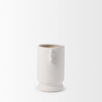 Dylan Small Textured Off White w/ Handles Ceramic Vase