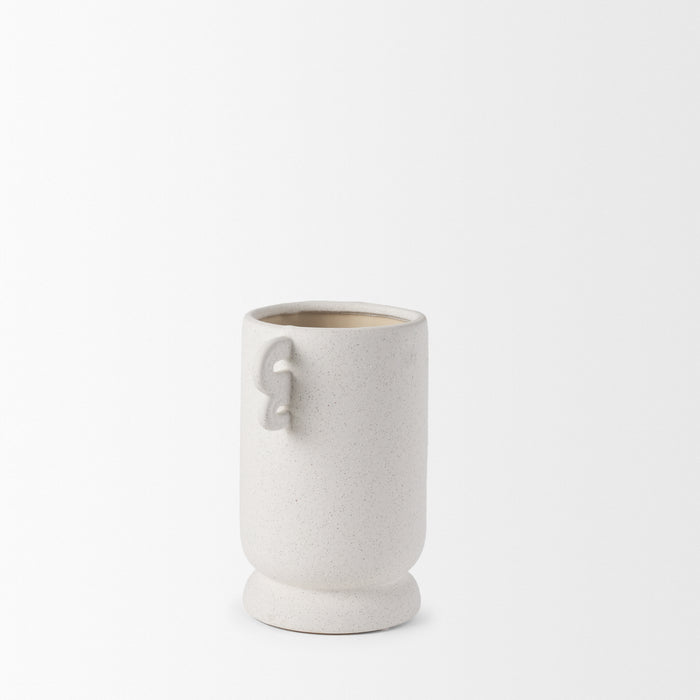 Dylan Small Textured Off White w/ Handles Ceramic Vase
