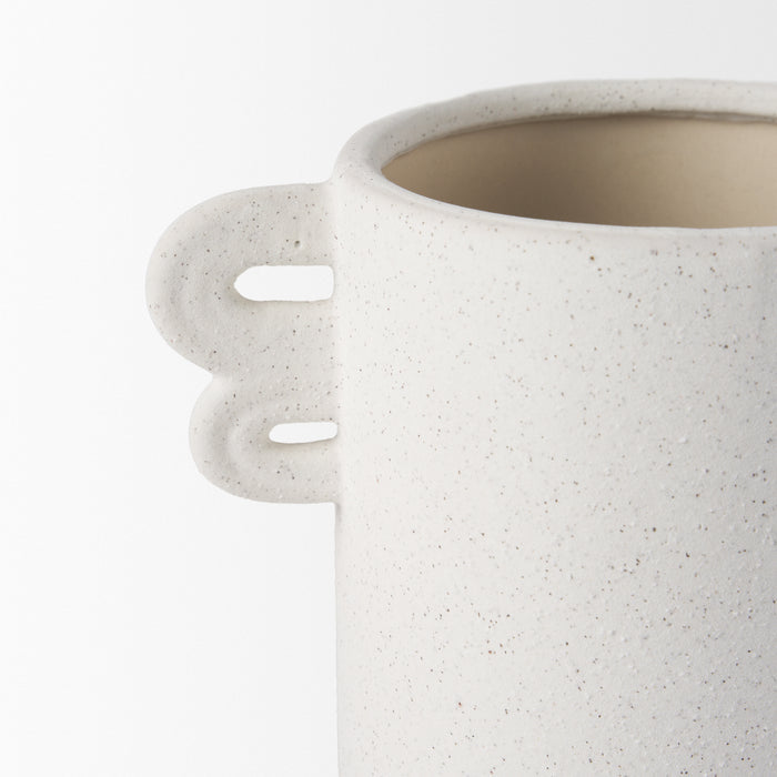 Dylan Small Textured Off White w/ Handles Ceramic Vase