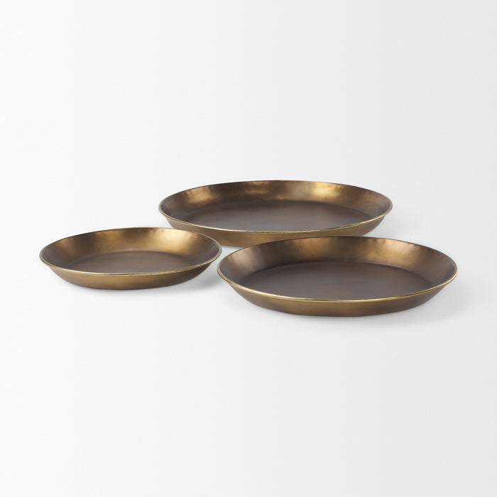 Eagan 16.0L x 16.0W x 1.5H Brass Aluminium Tray Small
