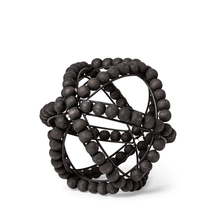 Earnhardt I Small 9L x 9W Black Wooden Beaded Orb